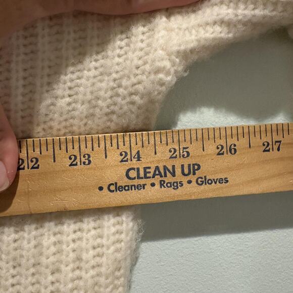 Aerie Sweater Womens Medium Cream Chunky Knit Ribbed Crewneck Wool Blend Cozy - Picture 7 of 11